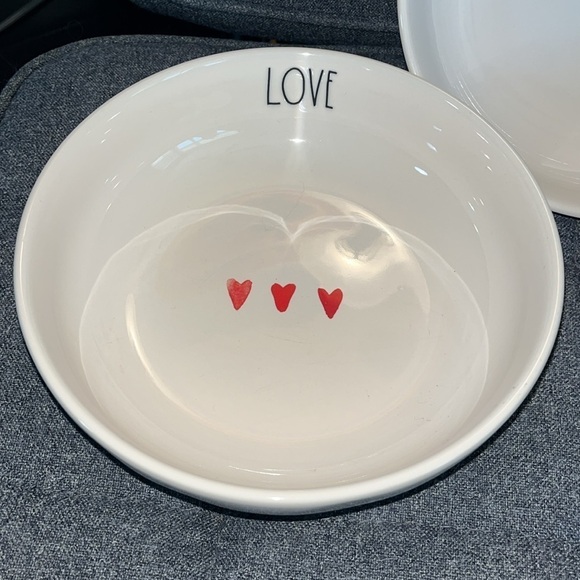 Set of 3 Rae Dunn Bowl Be Mine &  Love Valentine Hearts Pasta Salad Serving Dish - Picture 2 of 7
